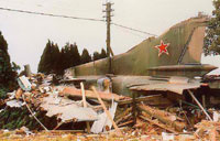 Remains of the crashed MiG 23